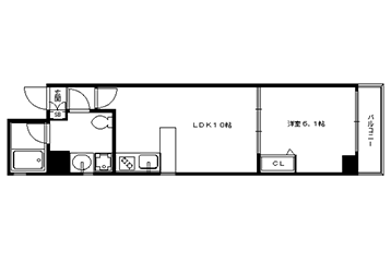 1LDK：洋6.1×LDK10（37.82㎡）