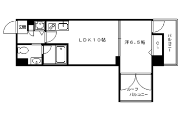 1LDK：洋6.5×LDK10（36.32㎡）(家賃9.2万円)