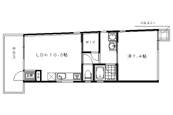 1LDK：洋7.3×LDK10.3（39.14㎡）