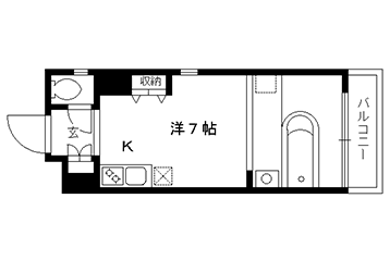 1K：洋7×K1.5（24.74㎡）