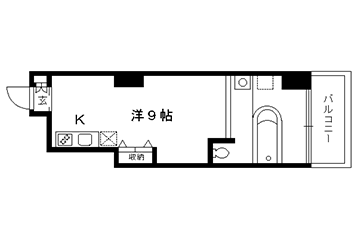 1K：洋9×K1.5(25.02㎡)