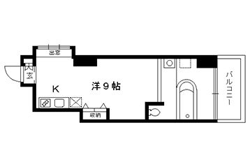 1K：洋9×K1.5(25.02㎡)