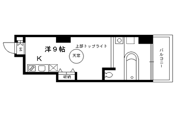 1K：洋9×K1.5(25.02㎡)