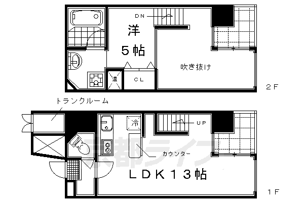 1LDK：洋5×LDK13（43㎡）