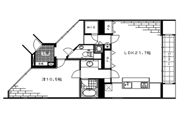 1LDK：洋10.5×LDK21.7（81.75㎡）