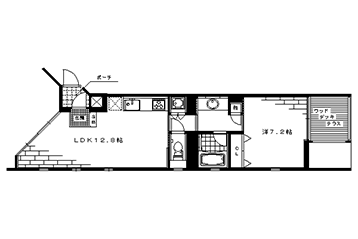 1LDK：洋7.2×LDK12.8（45.22㎡）