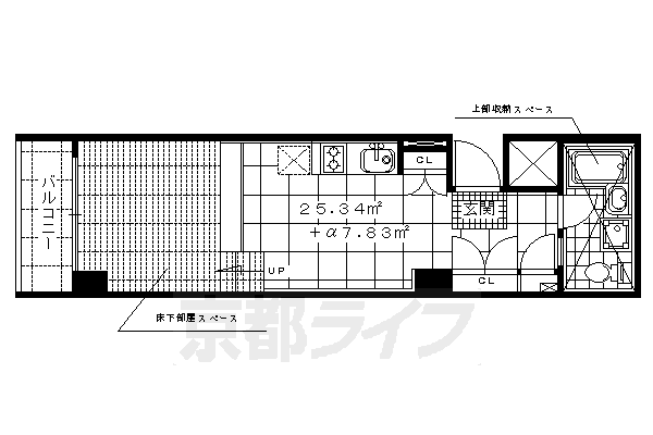 ■ワンルーム:洋15(25.34 ㎡)