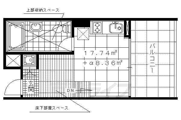 ■ワンルーム:洋7×K1(17.74 ㎡)