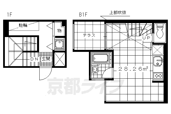 ■ワンルーム:洋11×K1(28.26 ㎡)