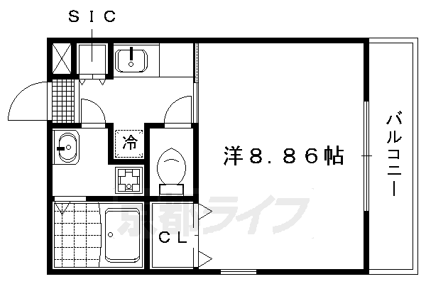 ■1K:洋8.86×K2(26.35 ㎡)