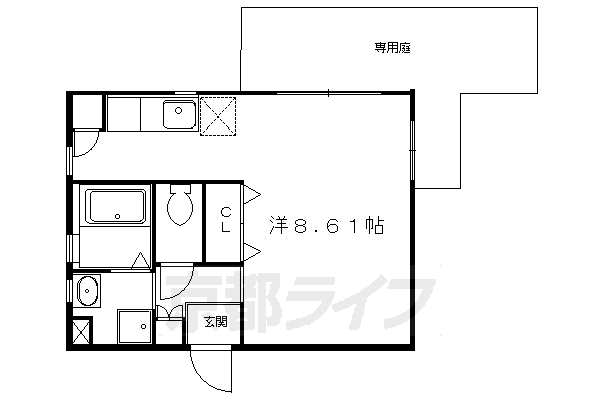 ■1K:洋8.61×K2(27 ㎡)