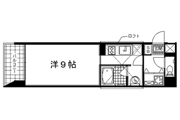 1K：洋9×K3×ロフト4（35.23㎡）