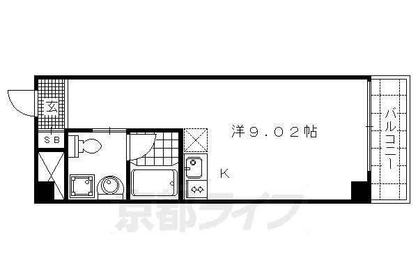■ワンルーム:洋9.02×K1(25.2 ㎡)
