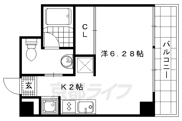 ■1K:洋6.28×K2(25.2 ㎡)