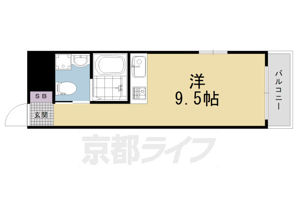 ■ワンルーム:洋9.5×K1(26.1 ㎡)