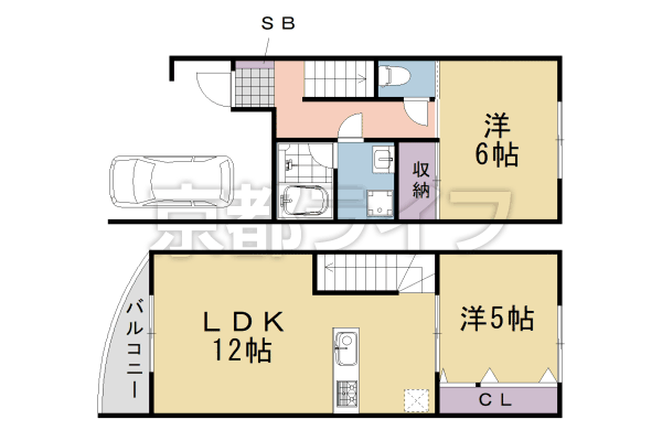 2LDK：洋5×洋6×LDK12（54.82㎡）