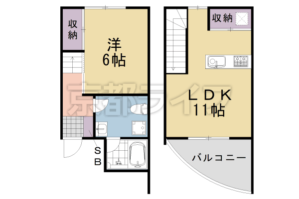 1LDK：洋6×LDK11(41.13㎡)