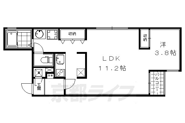 1LDK:洋3.8×LDK11.2(40.09㎡)