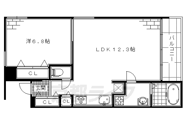 1LDK：洋6.8×LDK12.3（44.13㎡）