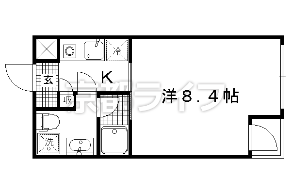 1K：洋8.4×K1.5（23.31㎡）