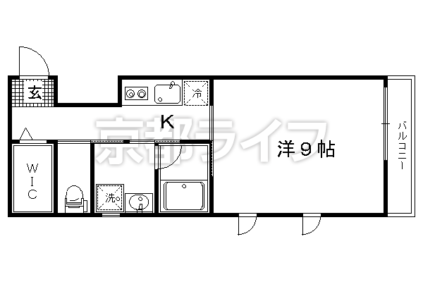 1K：洋9×K2.6×ロフト1.3（30.37㎡）