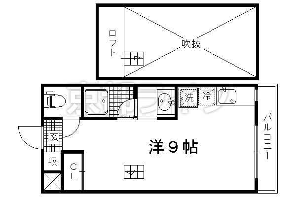 1R：洋9×ロフト1.3（26.1㎡）