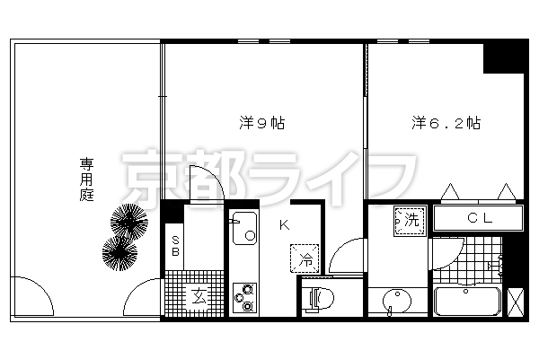 2K：洋9×洋6.2×K2.7（43.5㎡）