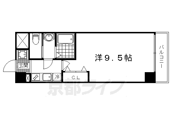 1Ｋ:洋9.5×K2(27.72㎡)