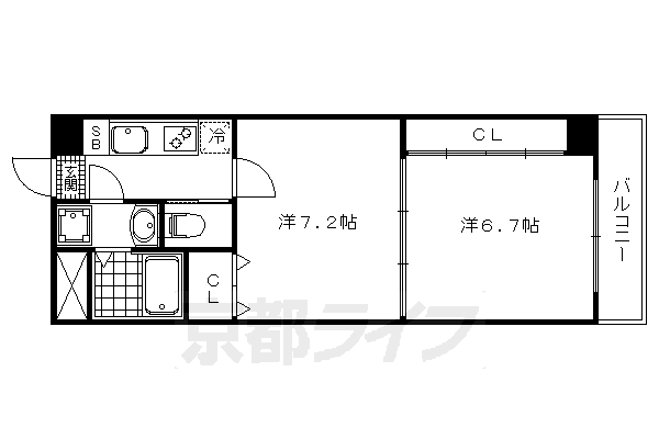 2Ｋ:洋7.2×洋6.9×K2(37.62㎡)