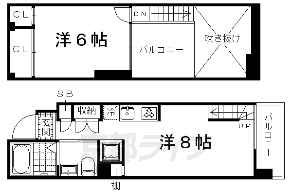 1LDK：洋6×LDK8（35.67㎡）