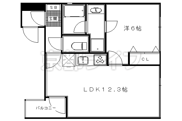 1LDK：洋6×LDK12.3（40.4㎡）