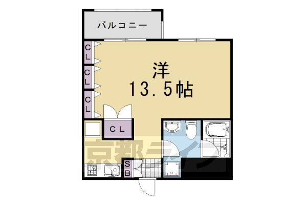 ■ワンルーム：洋13.5×K1(33.98 ㎡)