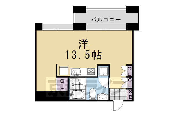 ■ワンルーム：洋13.5×K1(33.98 ㎡)
