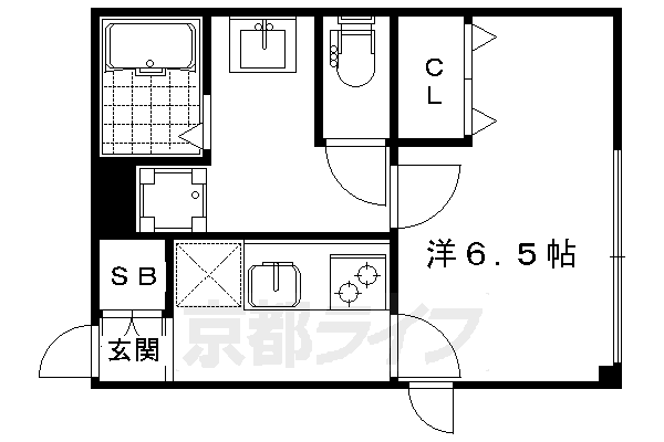 ■1K：洋6.5×K2(24 ㎡)