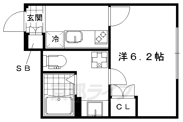 ■1K：洋6.2×K2(22.56 ㎡)