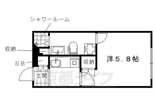 ■1K：洋5.8×K1.5(18 ㎡)