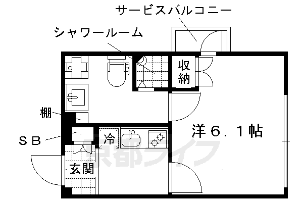 ■1K：洋6.1×K2(21 ㎡)