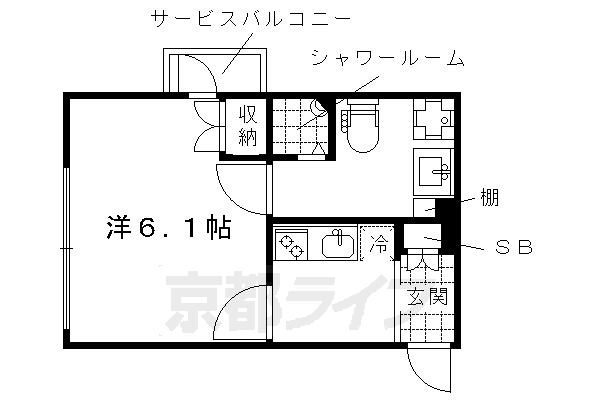 ■1K：洋6.1×K2(21 ㎡)