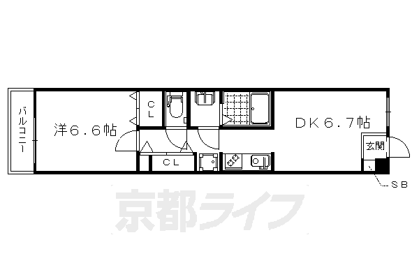 ■1LDK：洋6.6×LDK6.7(36.94 ㎡)