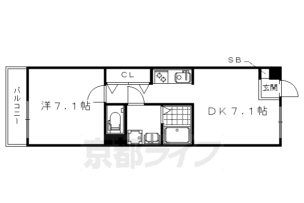 ■1LDK：洋7.1×LDK7.1(36.92 ㎡)