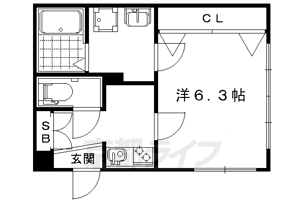 ■1K：洋6.3×K2(26 ㎡)