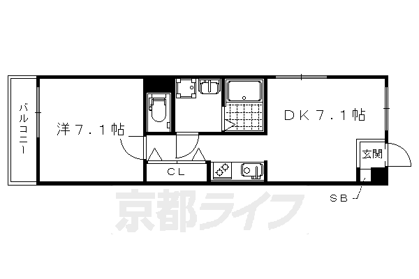 ■1LDK：洋7.1×LDK7.1(36.92 ㎡)