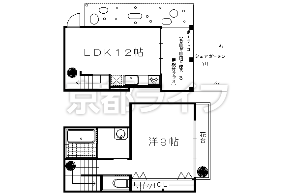 1LDK：洋9×LDK12（51.43㎡）