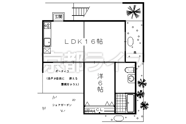 1LDK：洋6×LDK16（47.2㎡）