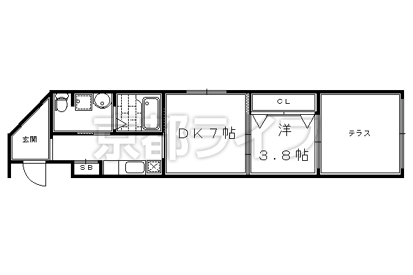 1DK:洋3.8×DK7（36.24㎡）