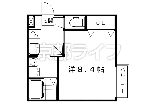 1K:洋8.4×K2（25.71㎡）