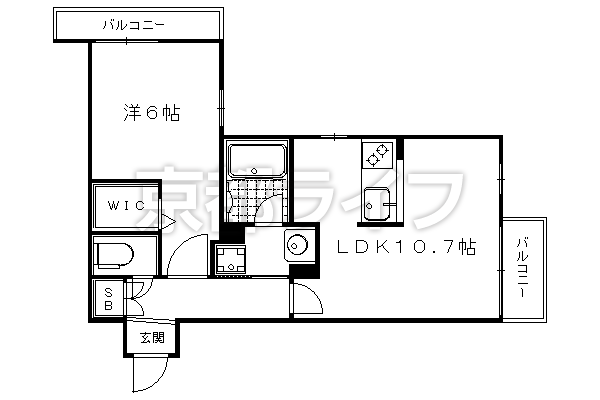 1LDK：洋6×LDK10.7（41.41㎡）
