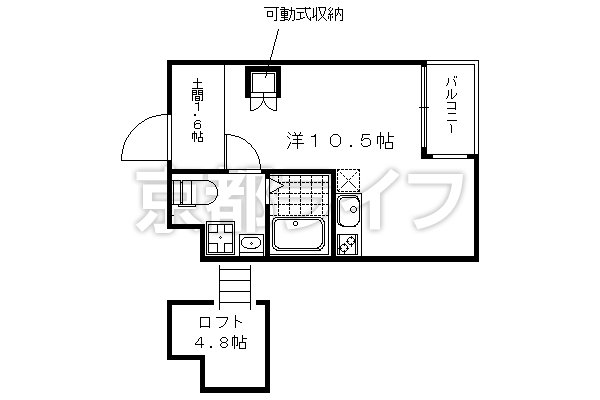 1R：洋10.5×K1×ロフト4.8（27.42㎡）