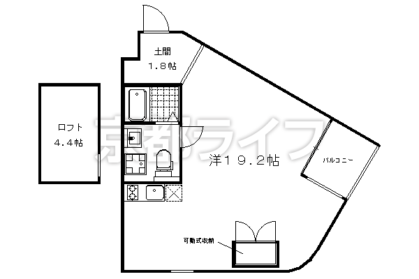 1R：洋19.2×K1×ロフト4.4（41.43㎡）