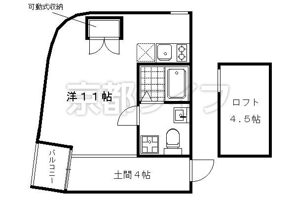 1R：洋11×K1×ロフト4.5（34.73㎡）